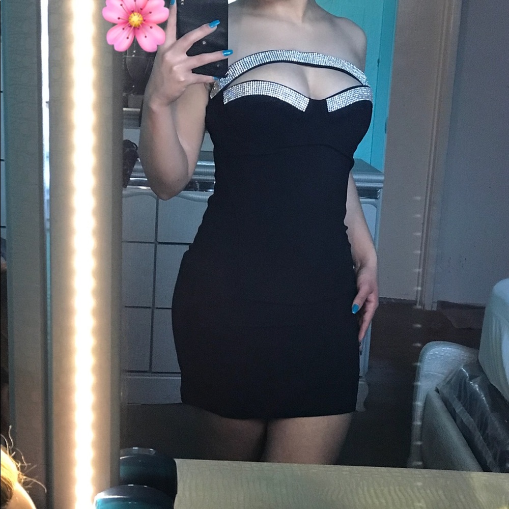 Little Black Fitted Diamond Dress